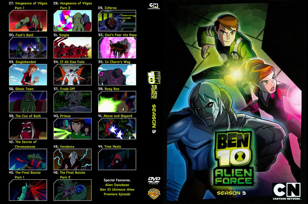 Ben 10 Alien Force season 3 DVD insert