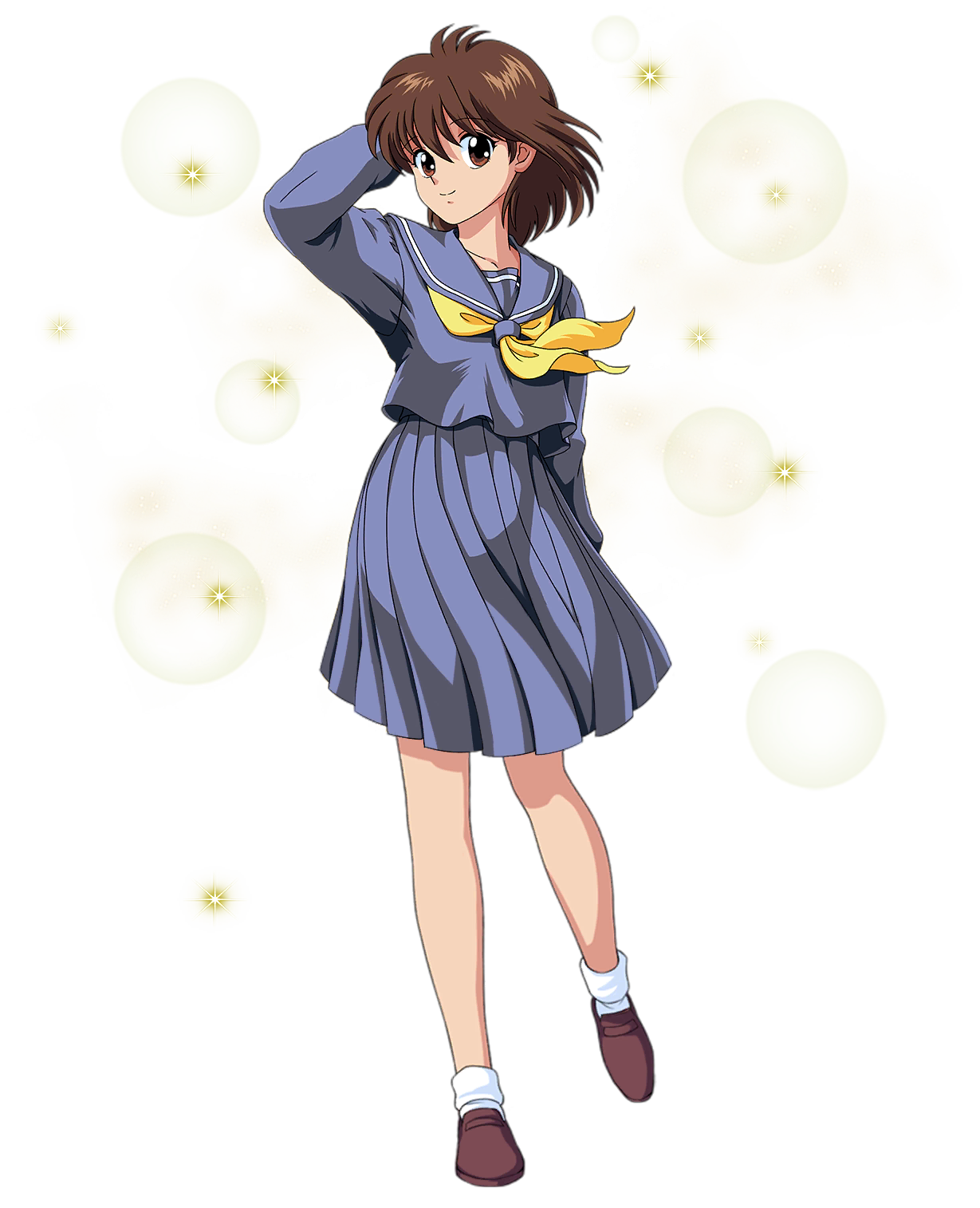 Yukimura Keiko Yuu Yuu Hakusho Highres Official Art 1girl Breasts Brown Eyes Brown Hair 