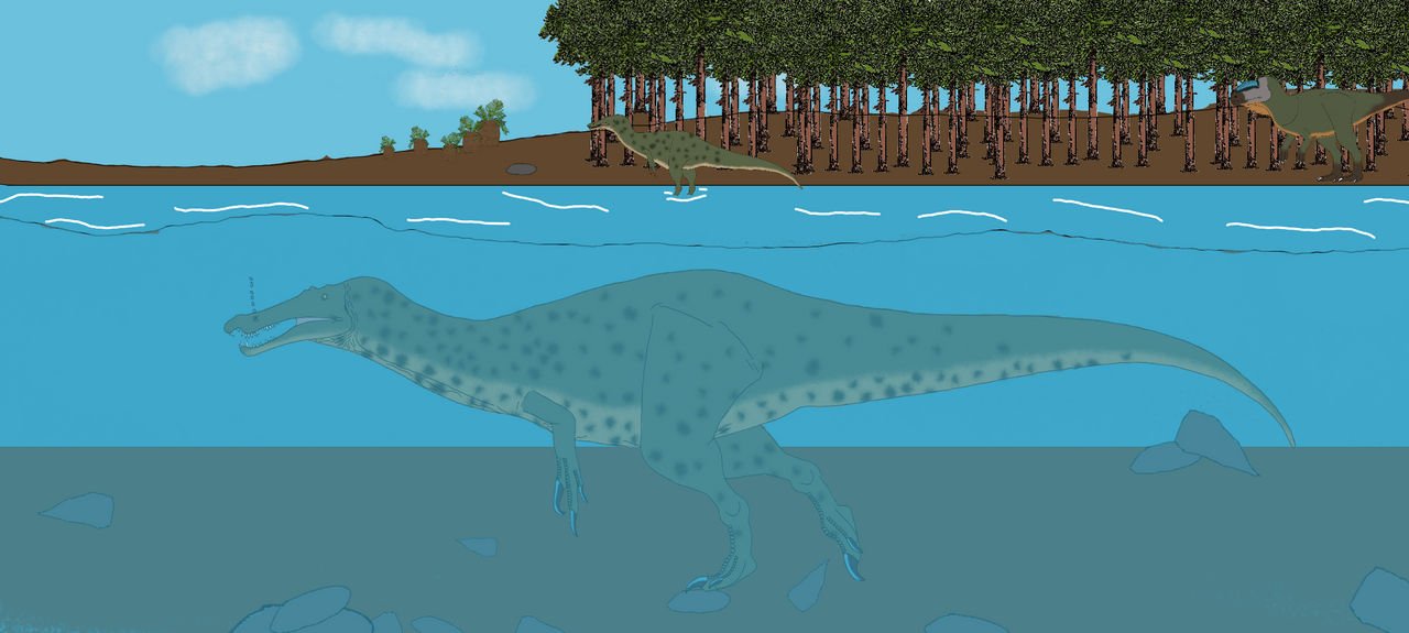 Riparovenator in the Wessex River by Macrosaurus1 on DeviantArt