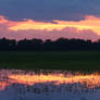 Storm and flood at sunset