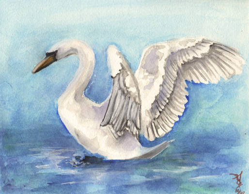 Swan in blue