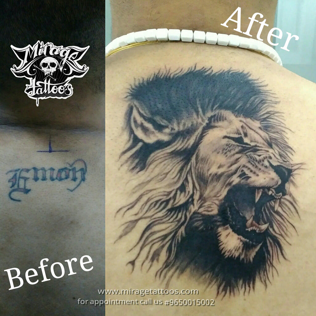 Name Coverup With Lion Tattoo By Ashokkumarkashyap On Deviantart