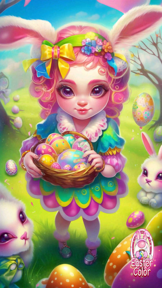 Girl with a Easter basket by drawingliker100 on DeviantArt