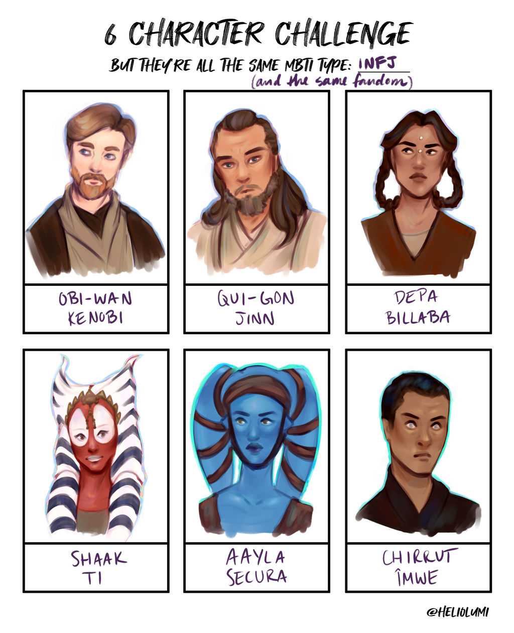 MBTI 6 Character Challenge by heliolumi on DeviantArt