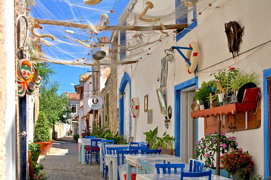 Sea-smelling street in Alacati by cachealalumiere