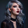 Taylor Swift as a Goth with Dark Grey Hair