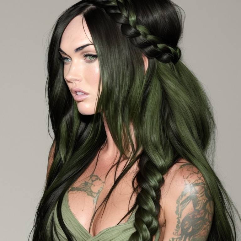 Megan Fox with a Dark Green Messy Braid by ofbirth on DeviantArt