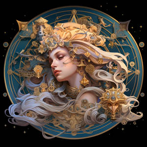 zodiac Aquarius in the style of art