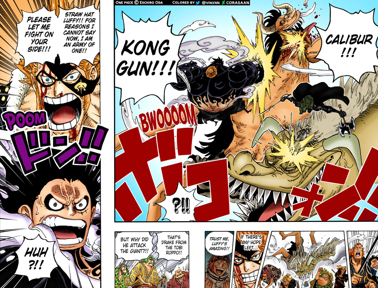 One Piece 990 Luffy And X Drake Vs Numbers By Corasaan On Deviantart