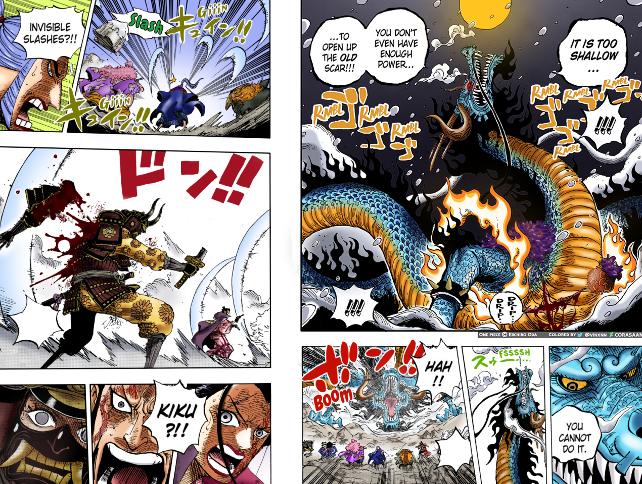 Colored the last page of chapter 1034 : r/OnePiece