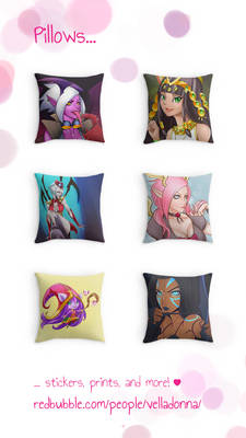 Pillows, stickers, prints and more!