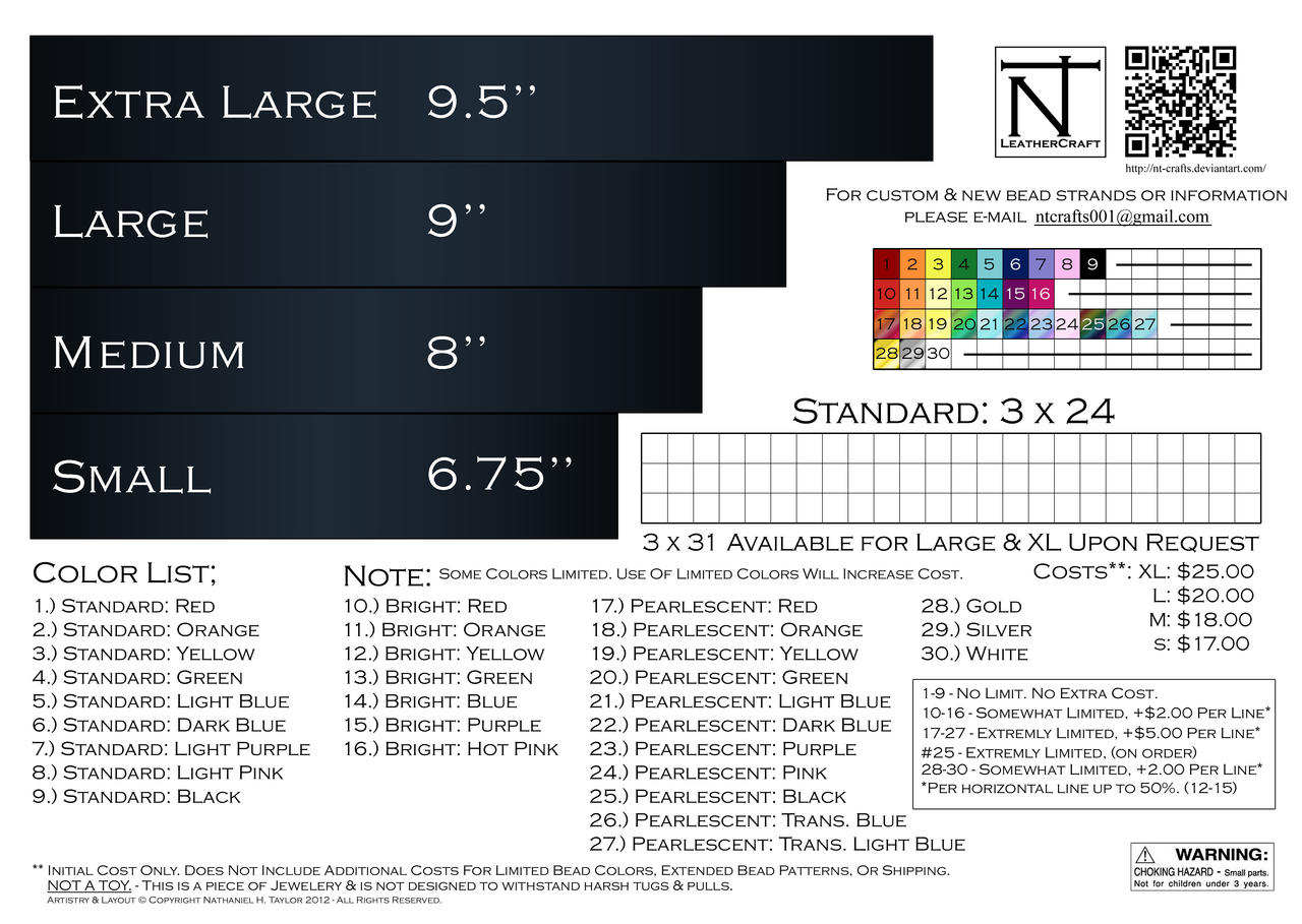 Size and Color Chart by NT-Crafts on DeviantArt