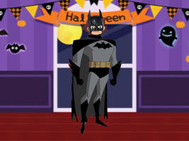 Kenny dress up as Batman for Halloween request