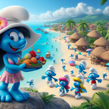 All the Smurfettes are on vacation