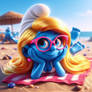 smurfette lying on the beach