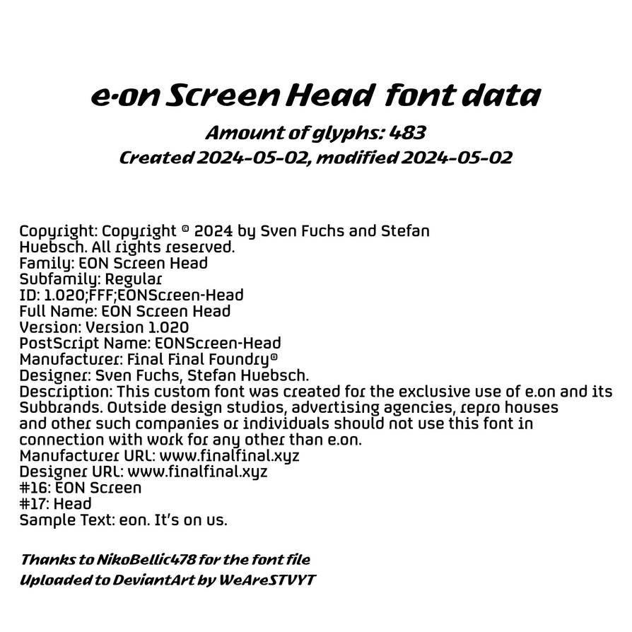 One Screen Font E.ON Screen Head font data by WeAreSTVYT on DeviantArt