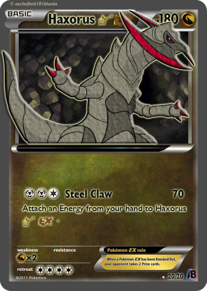 shiny haxorus pokemon card - 111/162 - BREAKthrough RarityIllustration Rare Hit Points170 HP Colorless Scout Your opponent reveals their hand. Managed to get the Mega
