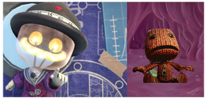 Sackboy inside Newton Pud's stomach