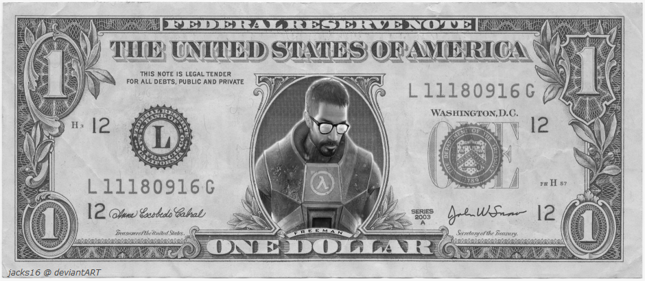 Gordon Freeman one-dollar bill (fiction)