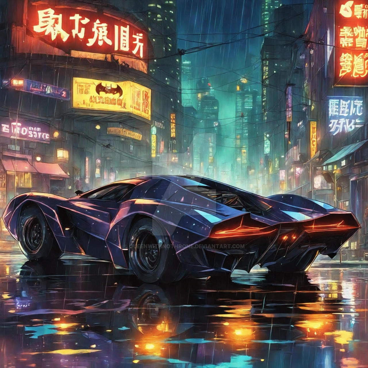 Gothic Batmobile Batmobile Gotham city night by QueenWithNoThrone on DeviantArt