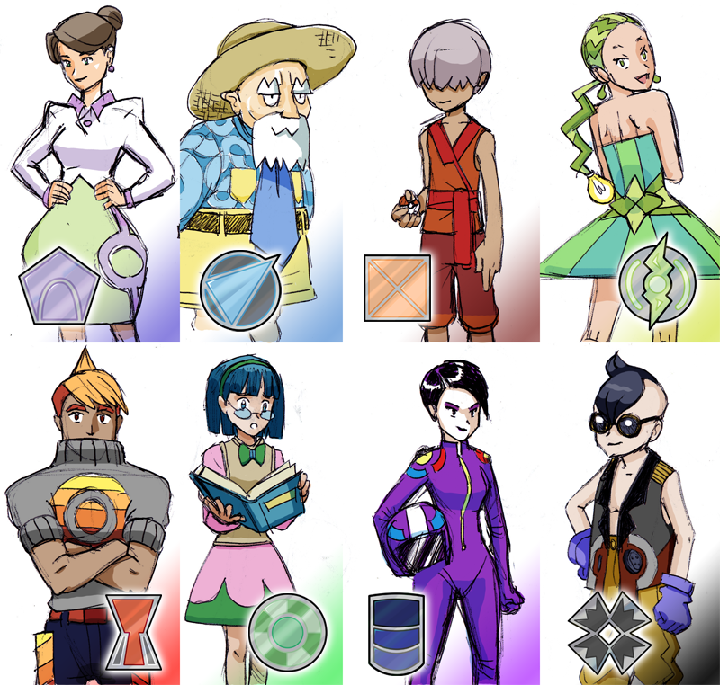 Gym Leaders and Badges by Ar-Bo on DeviantArt.