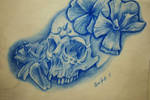 Sugar skull and flower tattoo design