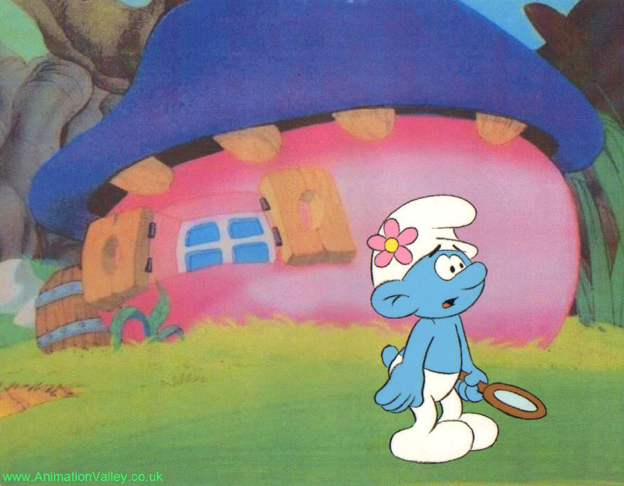 Hand Painted Vanity Smurf Production Cel by AnimationValley on DeviantArt