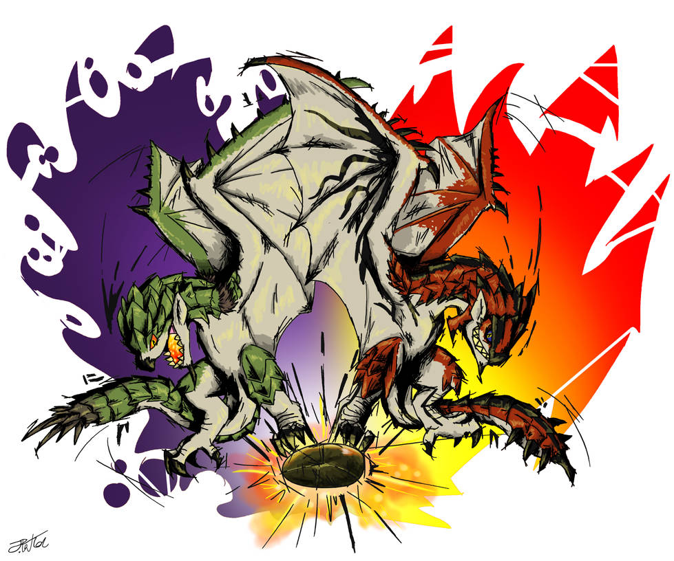Rathalos and Rathian by Gugenheim98 on DeviantArt