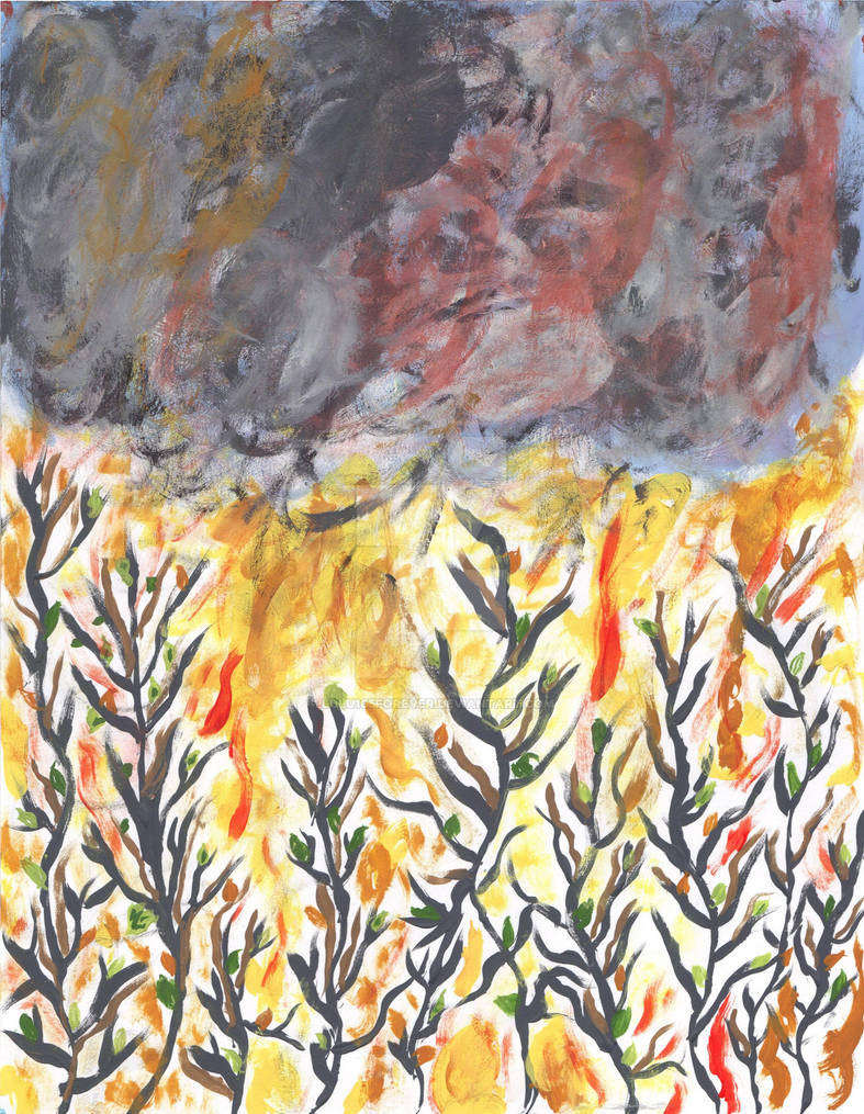 forest fire painting by lulu105forever on DeviantArt