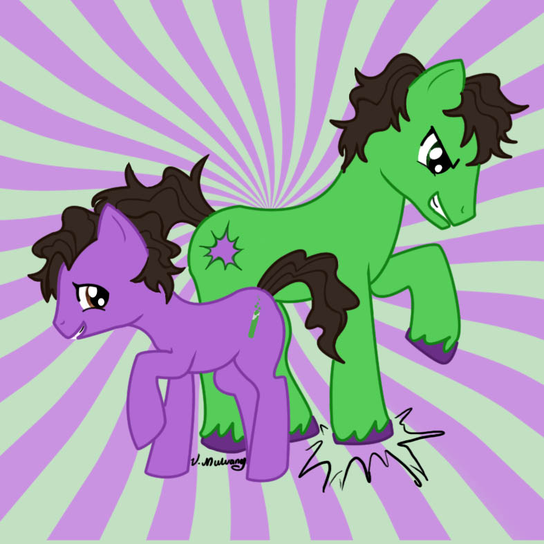 Avenger Ponies- Bruce and Hulk