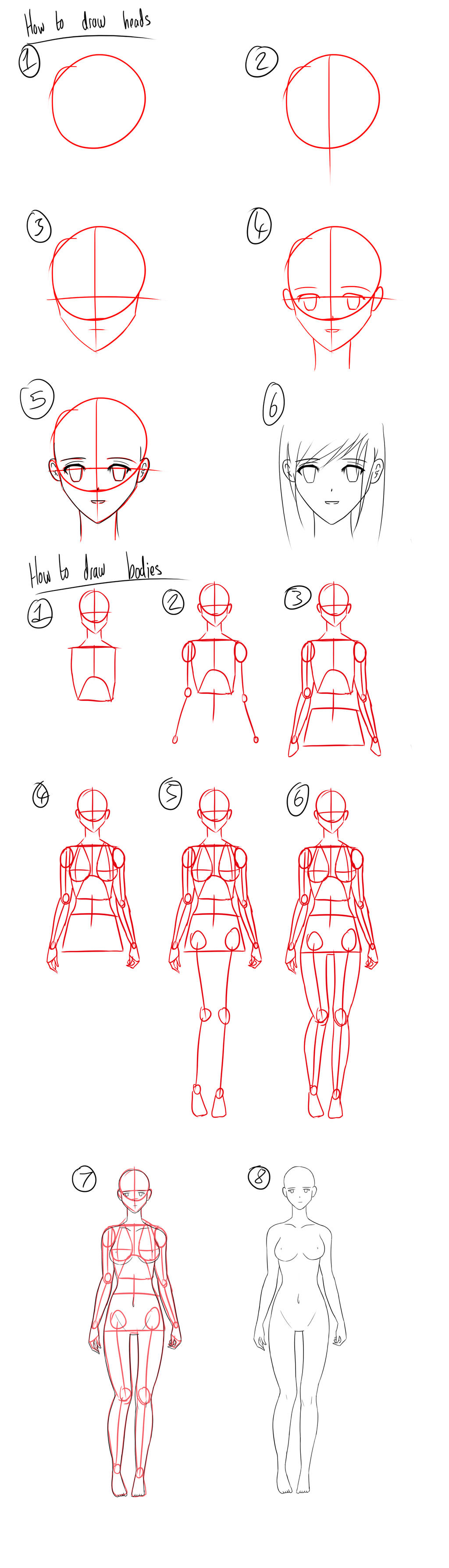 Tutorial - How to Draw Anime Heads/Female Bodies by Micky-K on DeviantArt