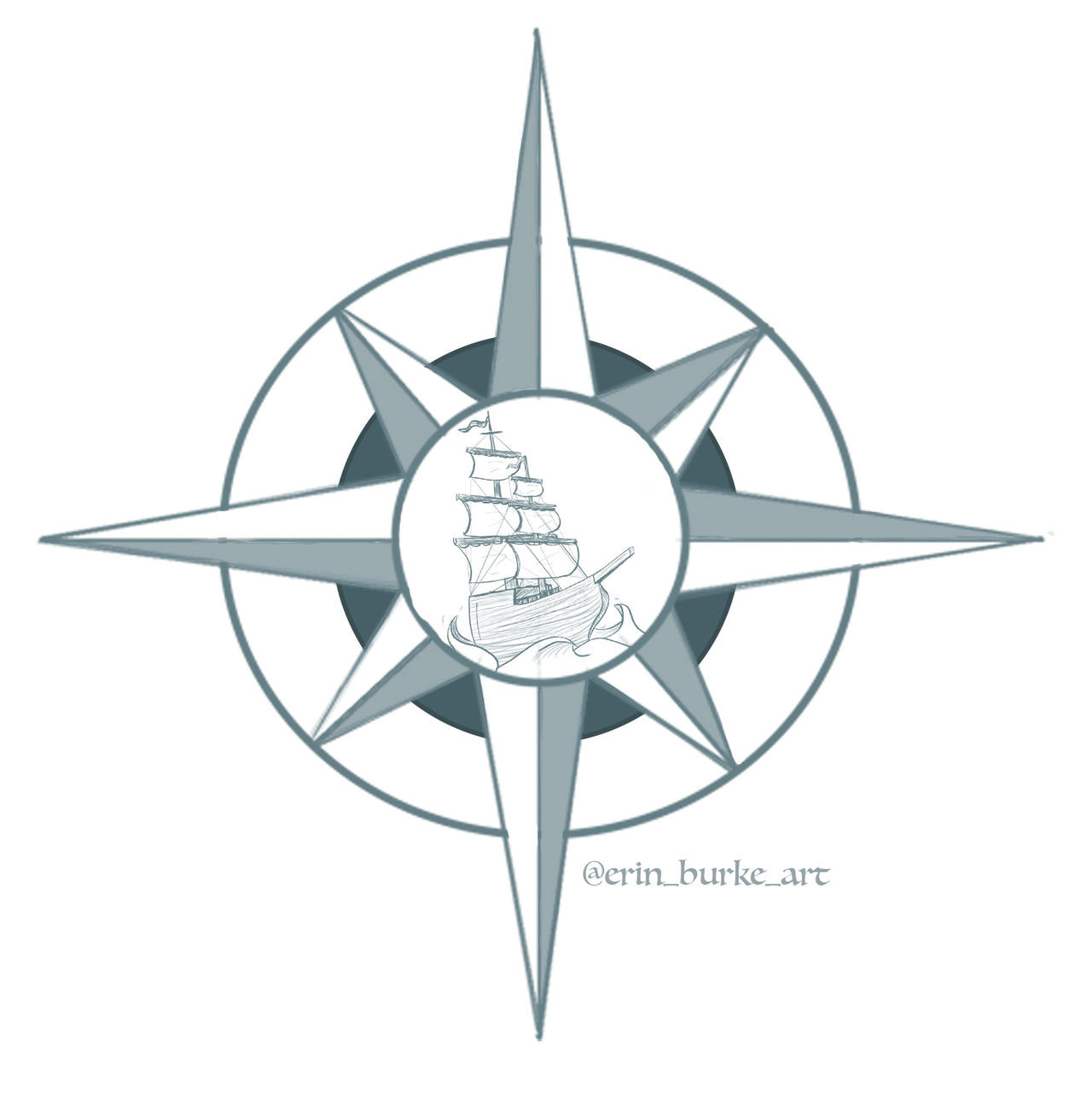 Compass Rose by erinburkeart on DeviantArt