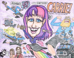 CARRIE - 2019 caricature - featuring the AQUABATS!