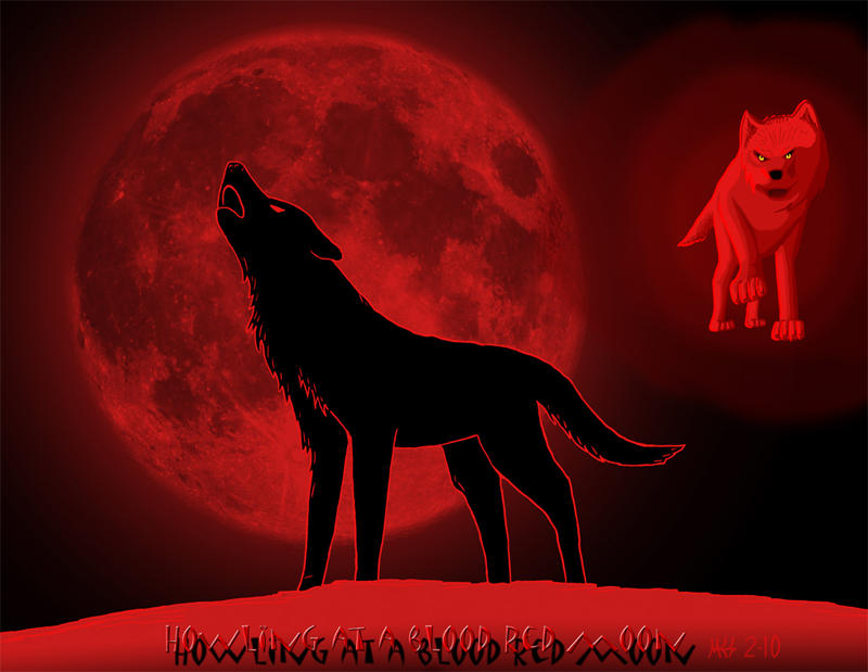 Howling at a blood red moon by DragonWolfACe on DeviantArt