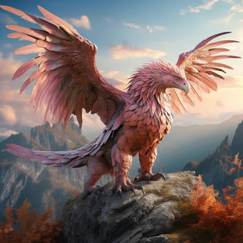 Mountain Fantasy Creature Red Griffin 01