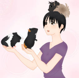Girl with Guinea Pigs