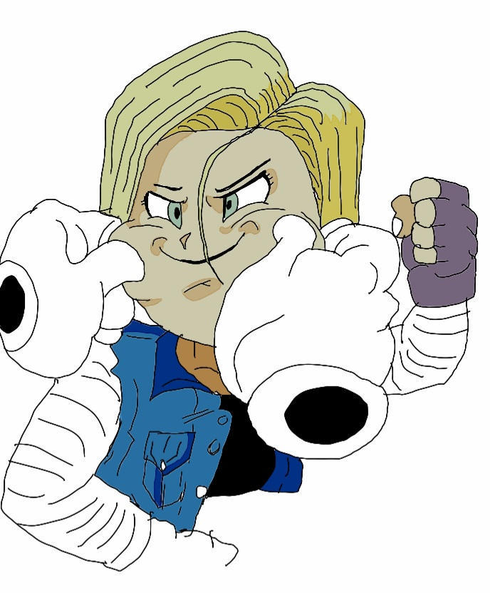 Android 18 getting her cheeks pinched by AlphaGodzilla1985 on DeviantArt
