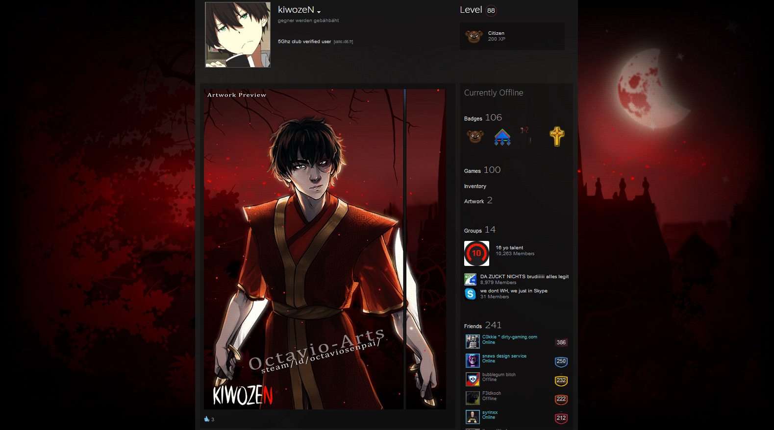 Prince Zuko from Avatar [Animated] Steam artwork by Octavio-Arts