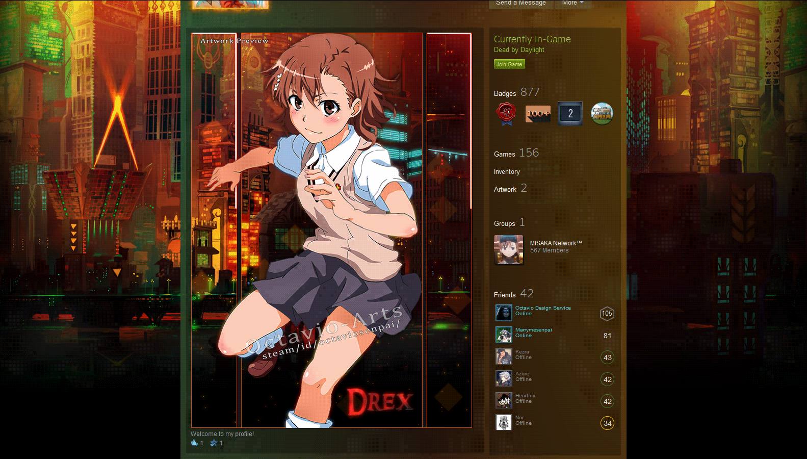 Steam Artwork Profile Misaka Custom Artwork By Octavio Arts On Deviantart