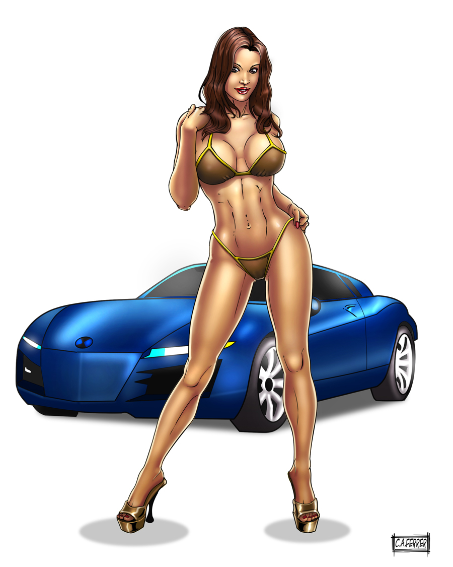 Pin up girl with car