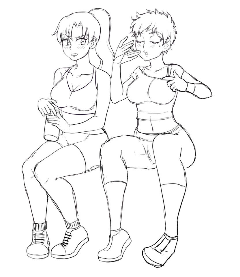 Shiroko RIn after workout Sketch by Rezuban on DeviantArt