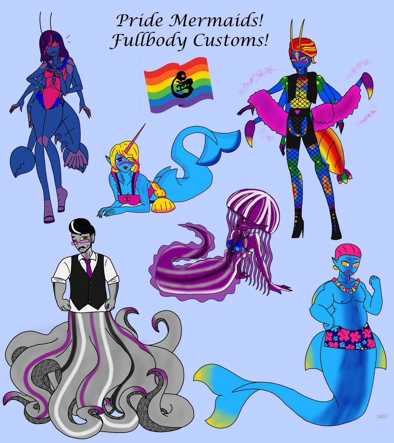 Pride Mermen Pride Mermaids Fullbody Customs! by Mahasu on DeviantArt