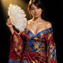 Elegant Japanese Dancer in Ornate Kimono
