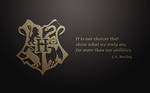 Hogwarts crest with quote