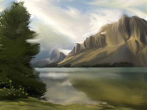 painting of beautiful land