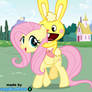 HTF Cuddles riding Fluttershy