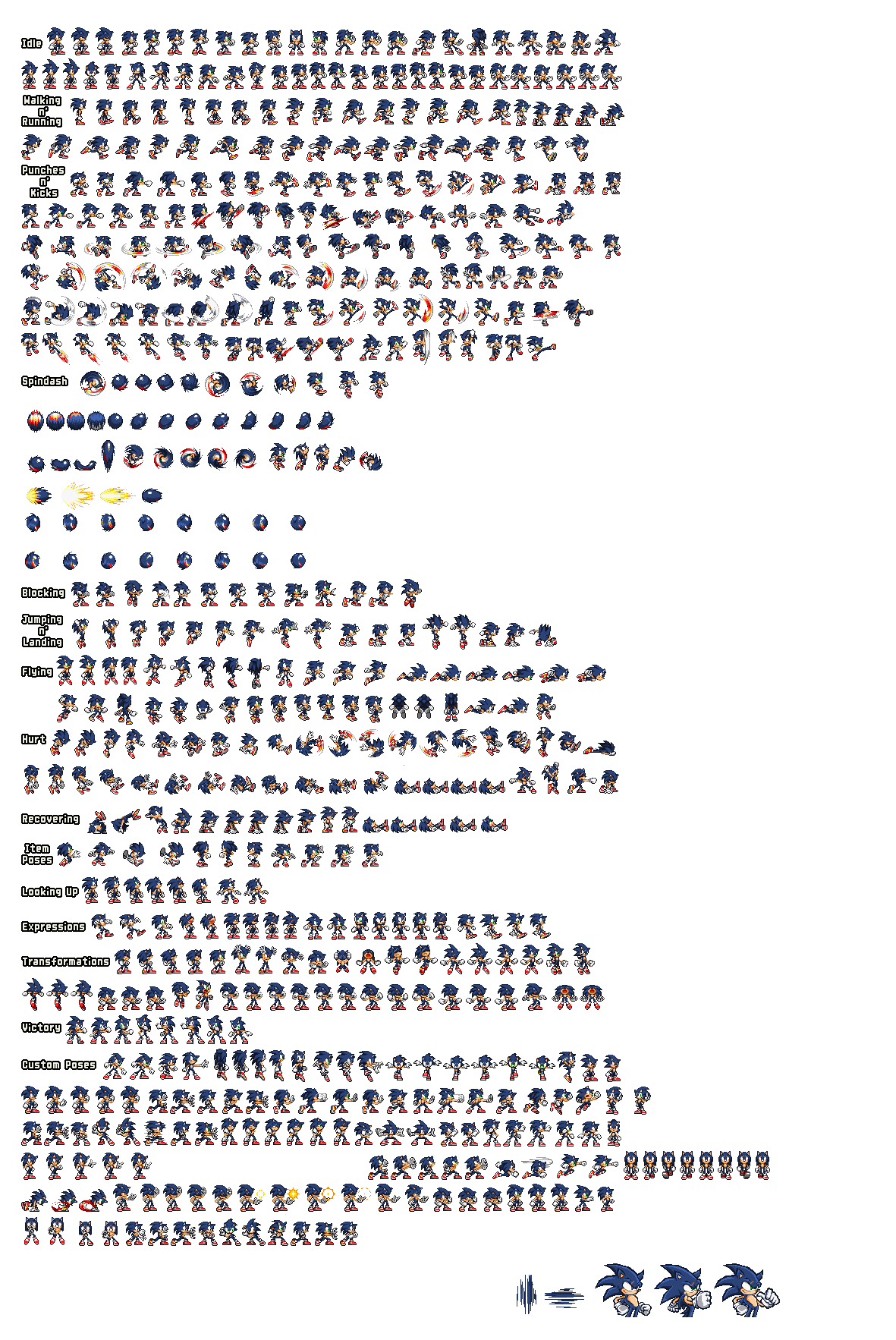 Multiverse Sonic (New Look) Sprite Sheet by justinpritt16 on DeviantArt