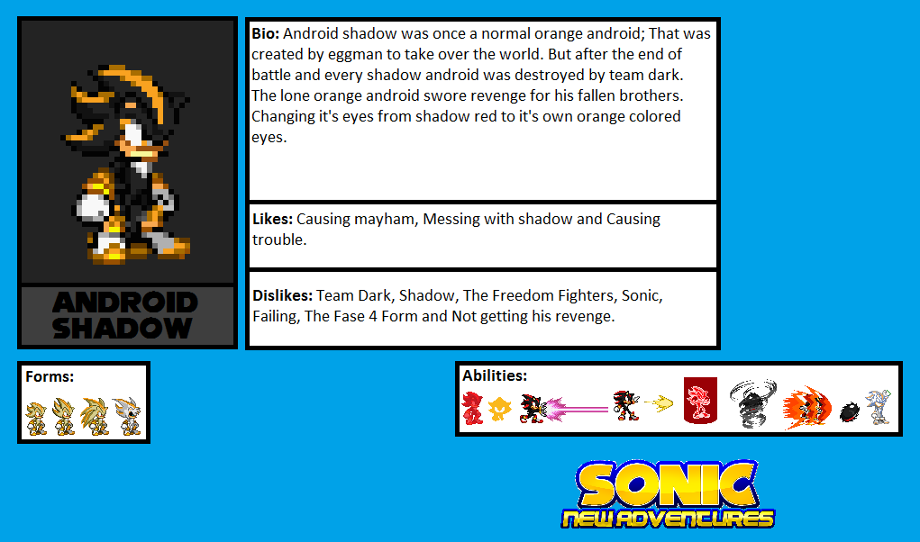 Sonic NA Character Card: Android Shadow by justinpritt16 on DeviantArt