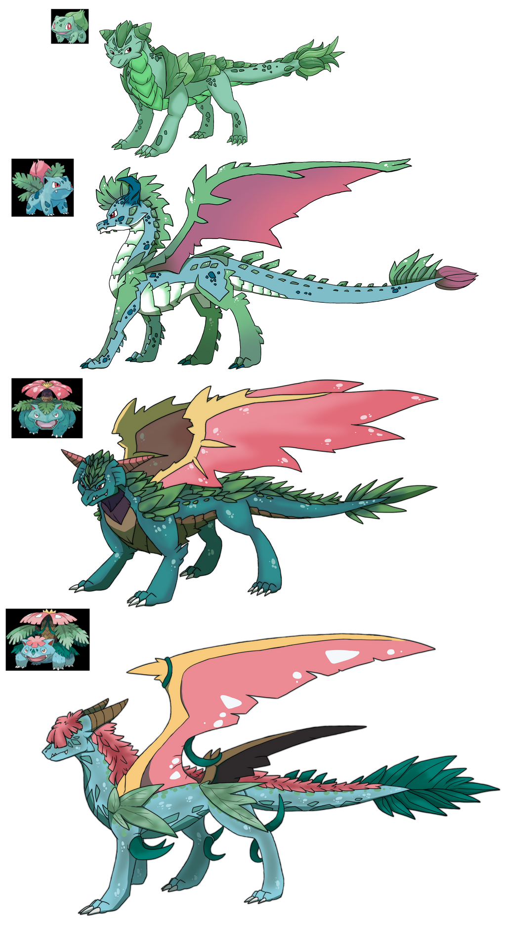 Pokemon Themed Dragon Adopts Grass starter set 01 by ...