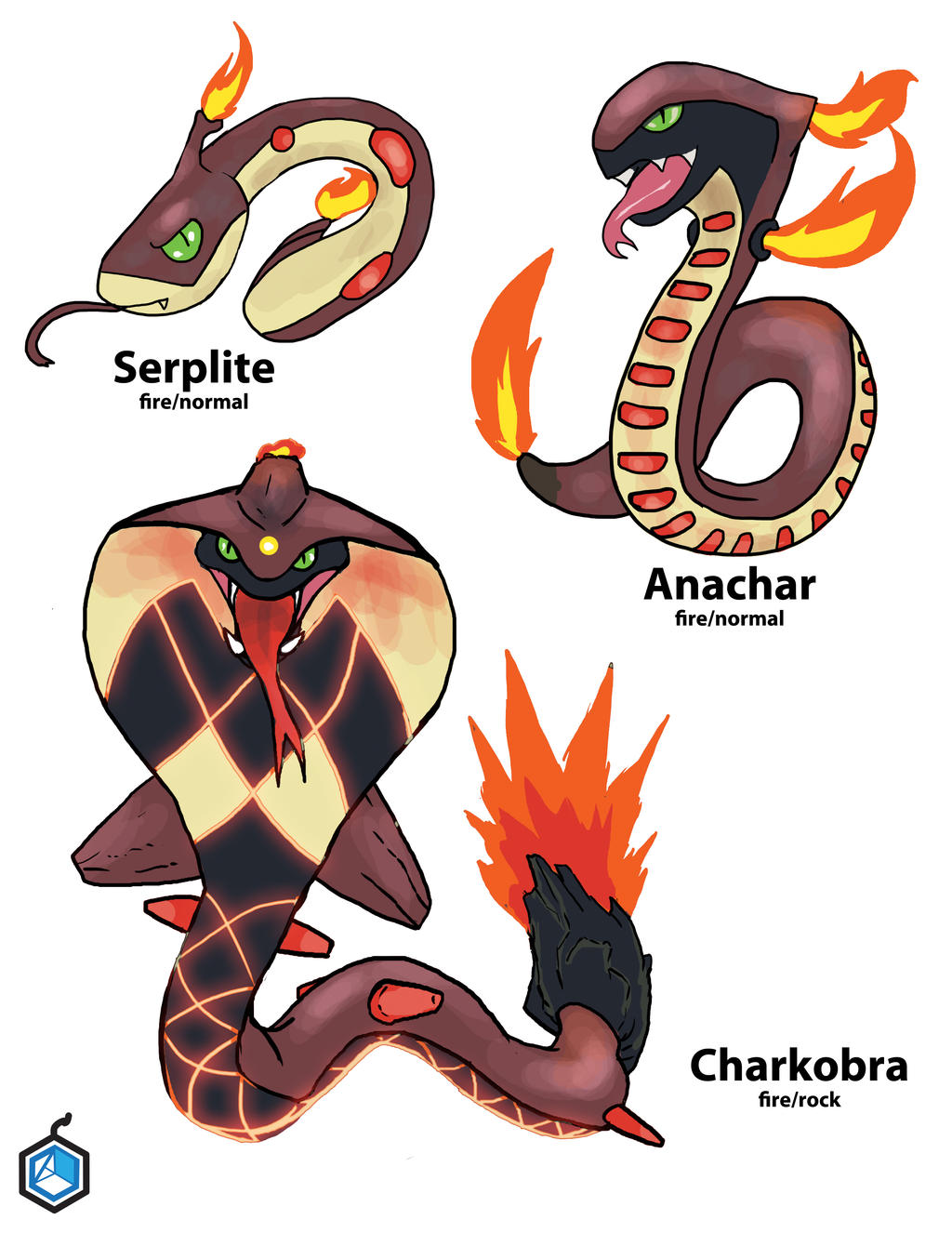 Fakemon Fire Types Snake Fakemon Fire-Fire/Rock by BombOPAUL on DeviantArt